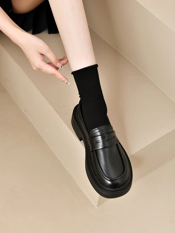 Xajzpa Summer Shoes Ladies Female Footwear Oxfords Women's Round Toe Shallow Mouth Loafers With Fur Clogs Platform Casual Sneaker Briti